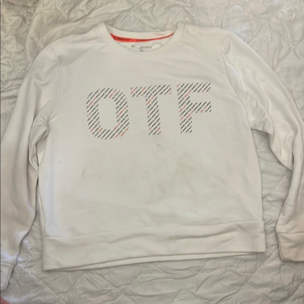 White OTF Women's Crop Sweater
